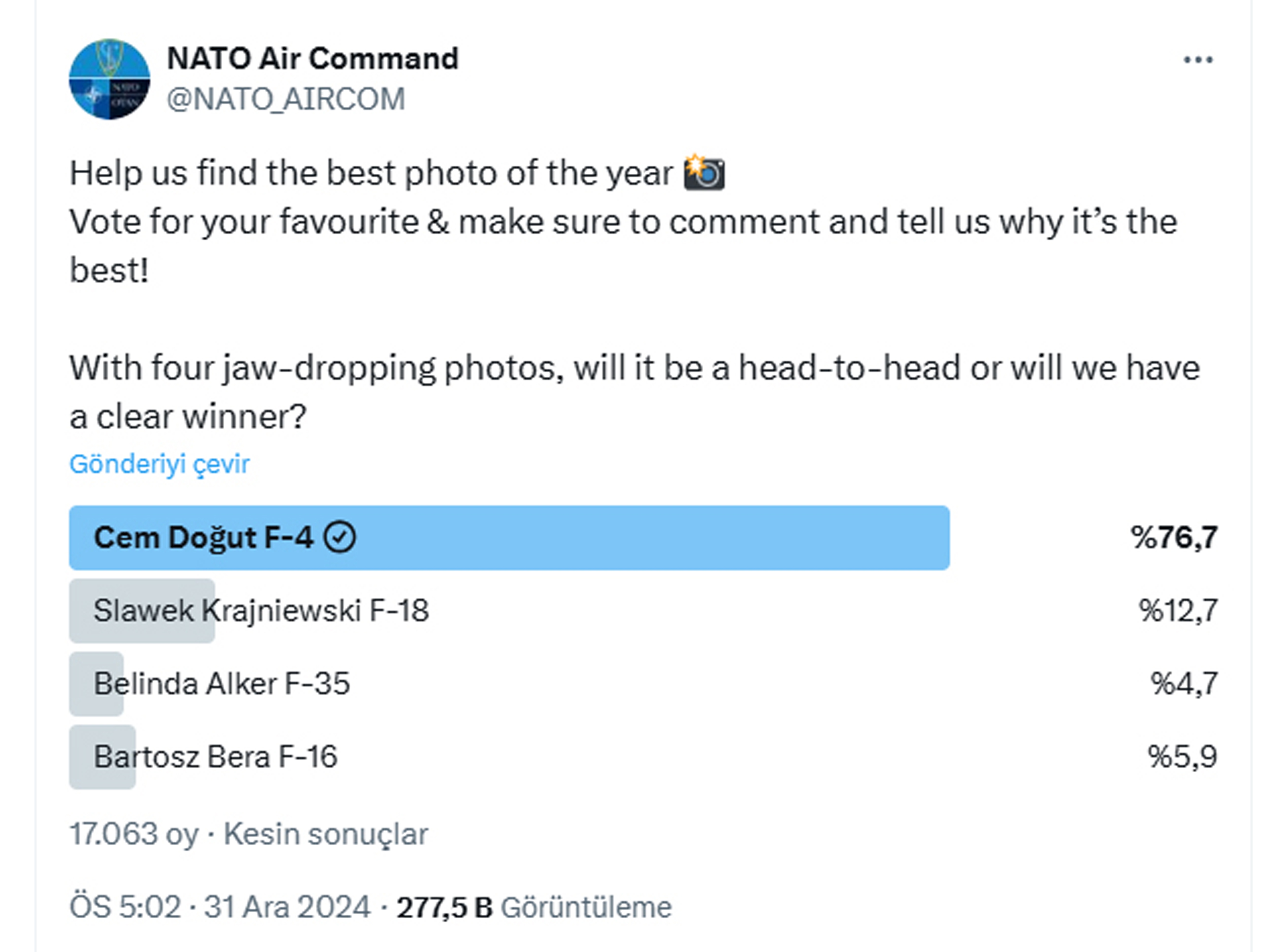 Türk fotoğrafçının F-4 fotoğrafı, 2024'ün en iyisi