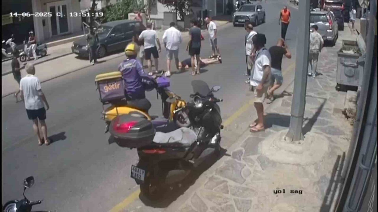 Bodrum’da aracın çarptığı yaşlı adam yaralandı: Kaza anı kamerada