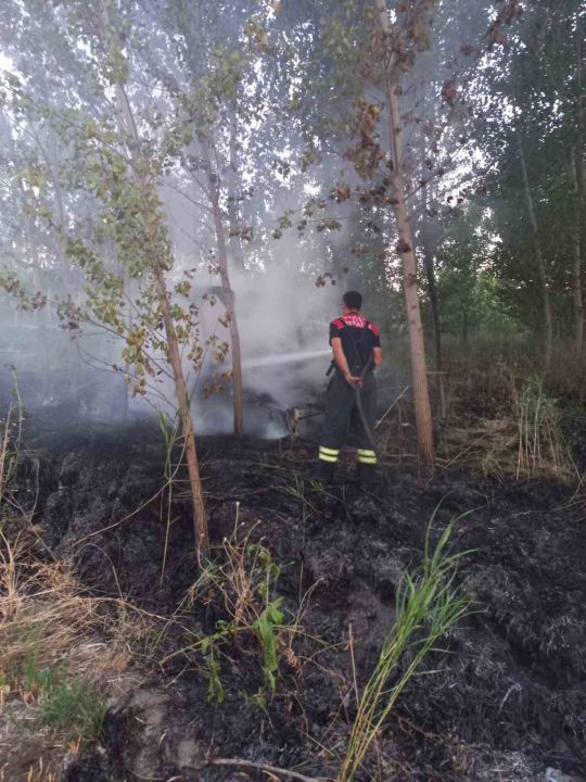 Traktör 5 dönüm araziyi kül etti