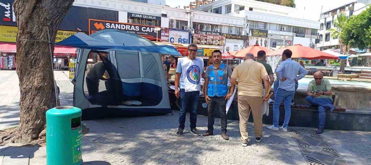 Memur Sen Antalya’da çadır kurup eylem yaptı