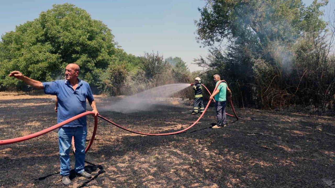 Tonlarca saman balyası yandı
