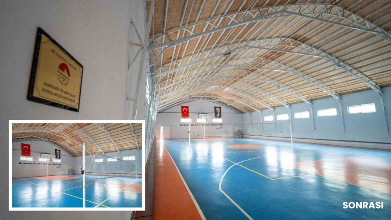 Marmaris Ortaokulu’nun spor salonu yenilendi